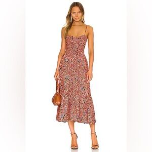 A.L.C.  Coral Multi Sleeveless Lilah Midi Dress